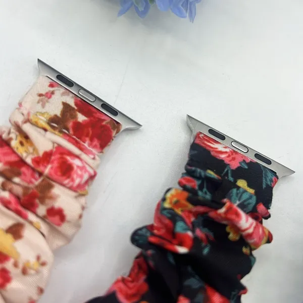 2 Floral Apple Watch Band Small 42/44mm Red/Black - Image 5