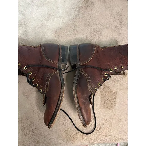 Santa Fe Boot Company Women's 7.5 Brown Leather Lace-Up Western Boots Vintage - Image 14
