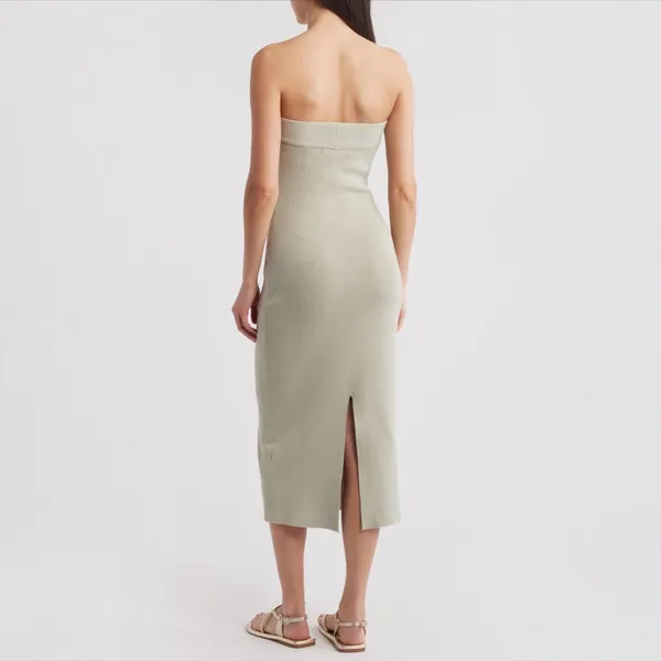 New! Free People Ravena Strapless Maxi Sweater Dress Lima Bean Size Large - Image 2
