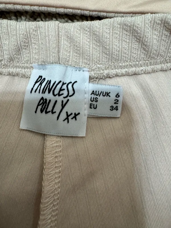 Princess Polly Cream Ribbed High-Waist Leggings & Crop Top Set Size 2 - Image 6