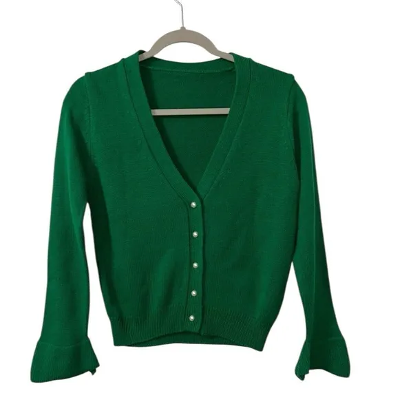 Women’s Green Button Down Cardigan Green Size undefined - Image 3