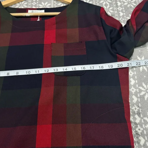 NWT Cupshe Plaid Dress Roll Tab Sleeves w/ Pockets Medium‎ Autumn Casual Holiday - Image 13
