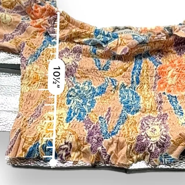 Urban Outfitters Beige Multicolor Tropical Floral Print Cropped‎ Top Size S - Image 6