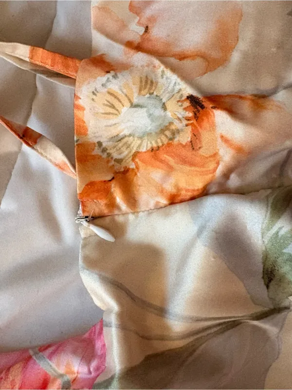 Source Unknown Cream Floral Maxi Dress halter neck open back - Image 6