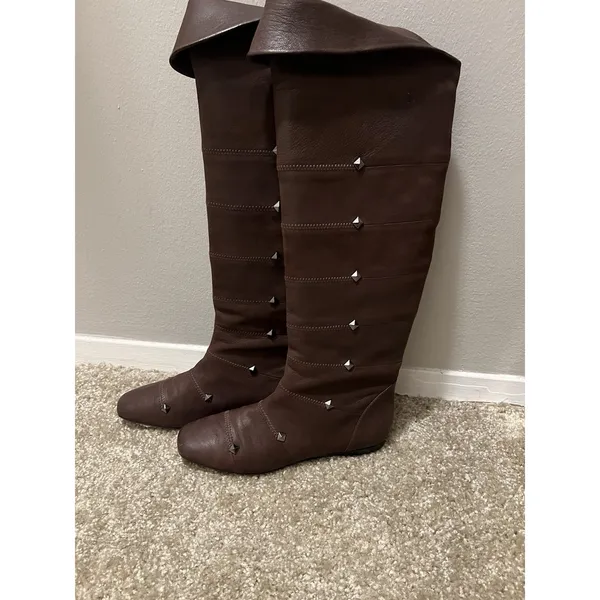 Botkier Leather Pull Up Knee Boots 38 / 7.5 Brown Leather‎ - Image 7