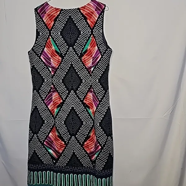 ILE I LE New York sheath diamond abstract sleeveless career holiday dress sz 12 - Image 5