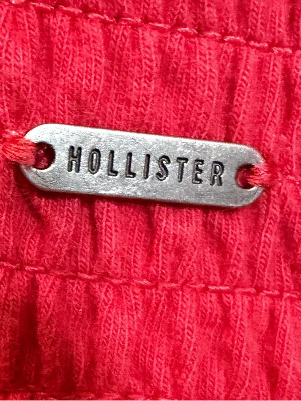 Hollister Bright Red Smocked Tie-Shoulder Crop Top - Image 3