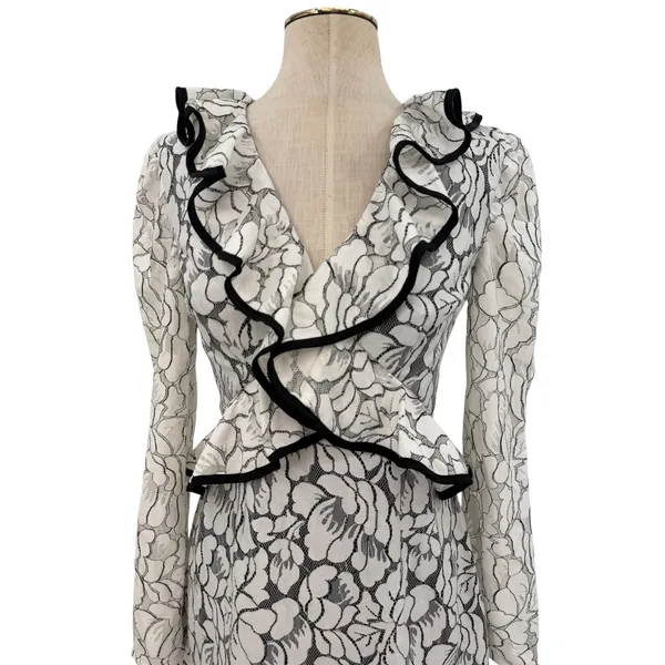 Keepsake the Label Encore Lace Ruffle Long Sleeve Mini Dress Ivory NWT XS - Image 4