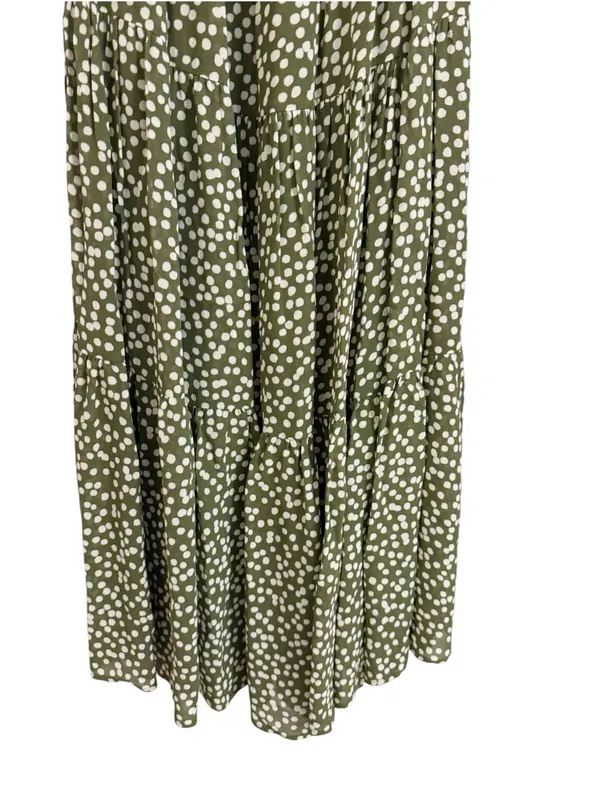 REFORMATION Kellie Maxi Tiered Dress Green Moiret Polka Dots Size 2 - Image 10
