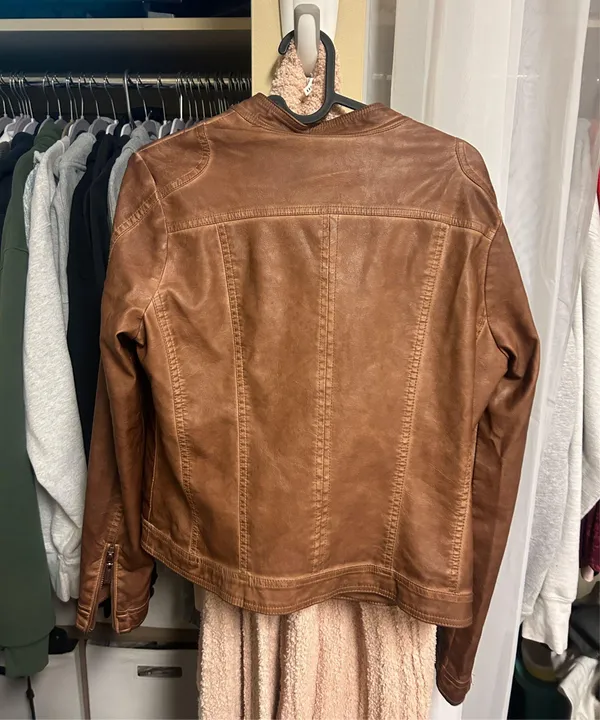 JouJoue Brown Vegan leather jacket Size Medium - Image 2