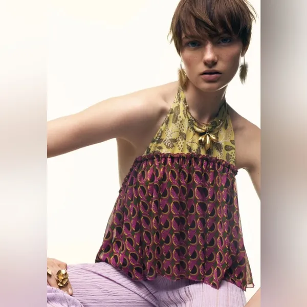 NWT ZARA hippie Peplum Halter Neck Top‎ - Image 2