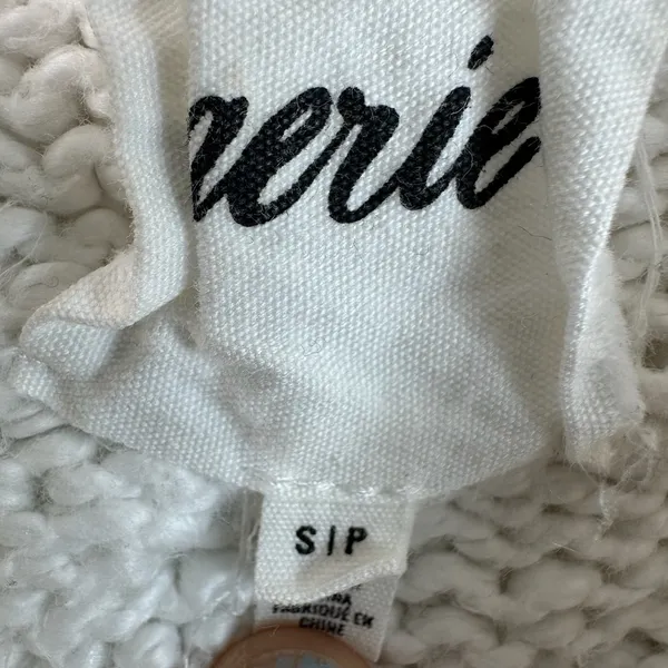 Aerie Cream White Cable Knit Sweater Chunky Cotton Blend Crew Neck Small - Image 5