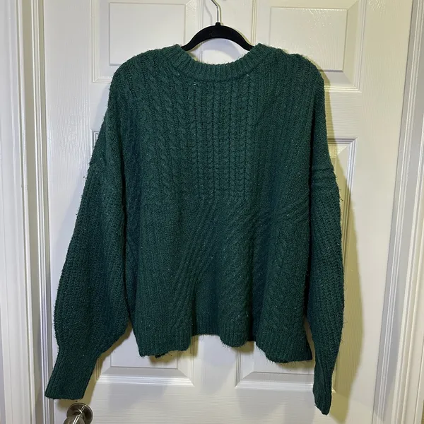 Old Navy Cable Knit Blouson Sleeve Cozy Oversized Sweater Size XXL Green - Image 4