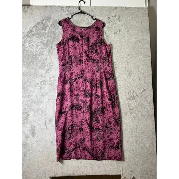 Vintage Y2K Soft Girl Pink Paisley Sheath Dress Feminine Cottagecore Retro Large - Image 3