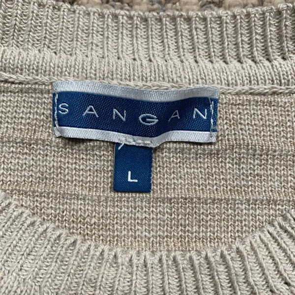 Vintage Sweater Tan Knit Striped Custom Cropped Crew Neck Indie Lightweight - Image 7