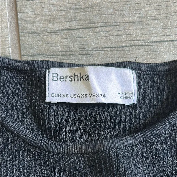 Bershka Black Crop Tank Top with Tie Front - Image 2