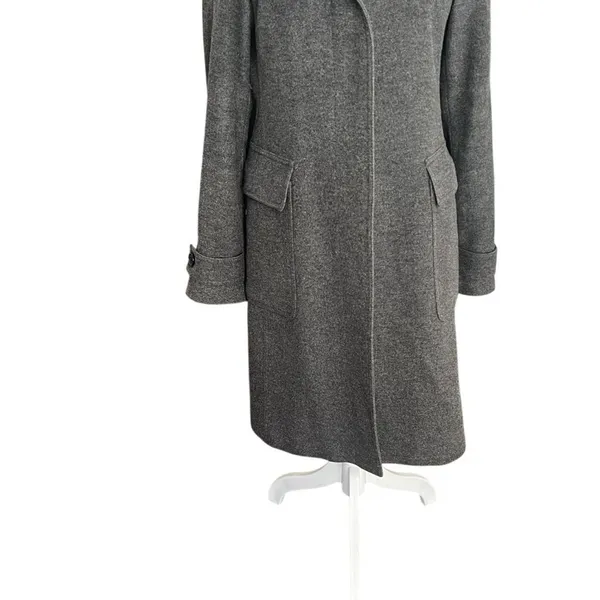 Burberry London Wool Cashmere Coat Gray Long Wrap Collar Back Belt UK 6 US 4 - Image 6