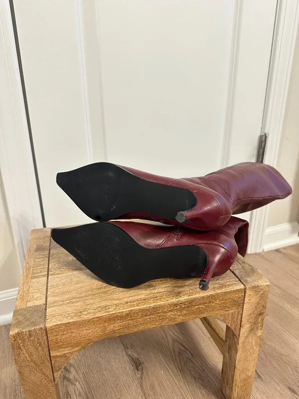 STEVE MADDEN Lingo Pointed Toe Knee High Boot in Wine Leather Size US 7.5 - Image 6