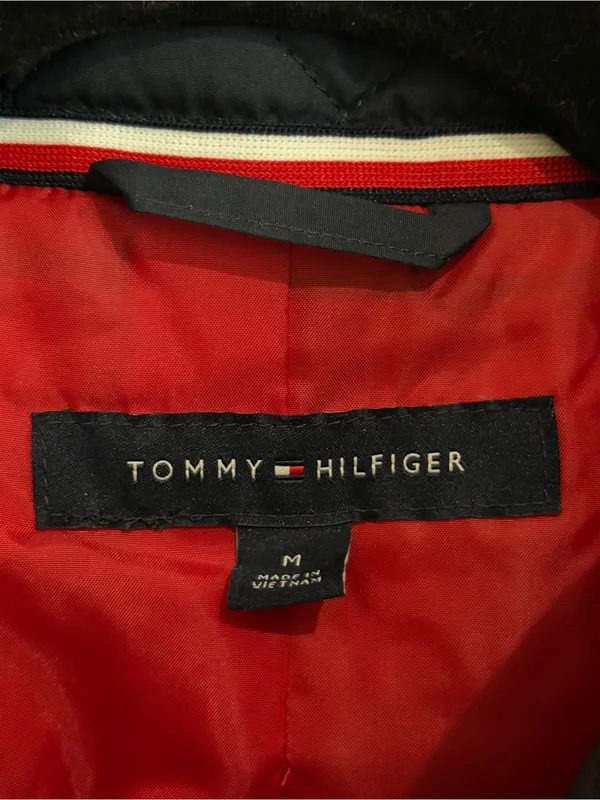 Tommy Hilfiger Navy Quilted Zip Front Jacket Preppy Size Medium - Image 5