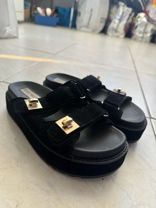 Steve Madden black suede platform sandals  - Image 4