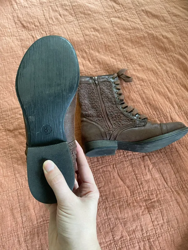 American Eagle Y2K Brown Lace Crochet Combat Boots - Image 5