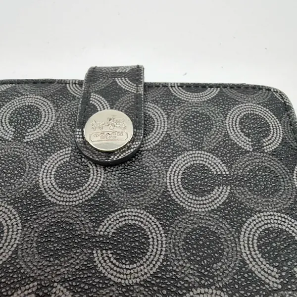 Coach Compact Snap Black Signature C Coated Canvas Wallet - Image 2