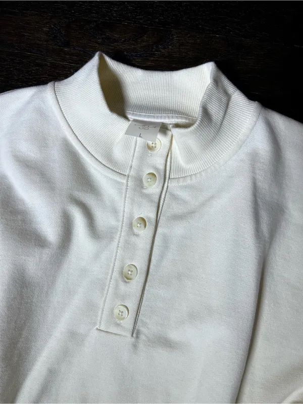 Calia Cream Mock Henley Sweatshirt Boxy Size Large - Image 2