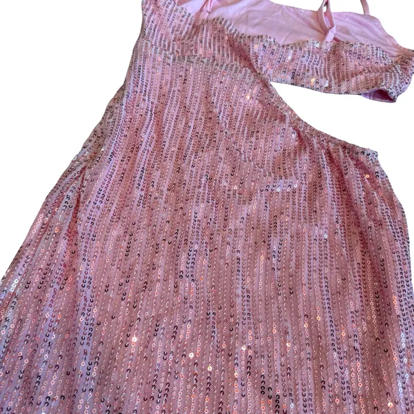 Just Quella Pink Sequin Mini Dress Cutout Spaghetti Strap Cocktail Small NWT - Image 10