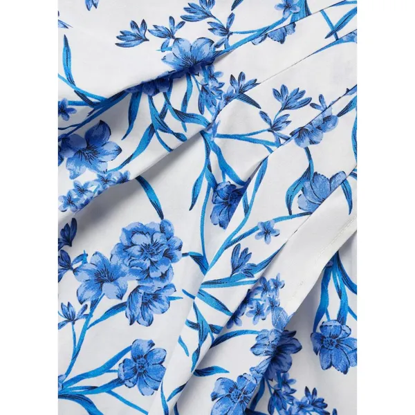 Mango Cotton Balloon-Sleeve Floral Printed Mini Dress Blue White NWT 4 / Small - Image 4