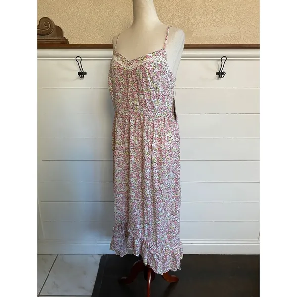 Scoop Ruffle Hem Sleeveless Midi Dress Multi Dainty Floral cottage M 8-10‎ NWT - Image 11