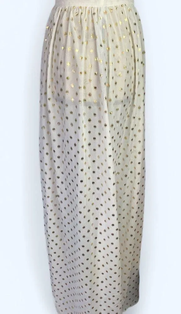 Lulus White Gold Polka Dot Cover Up Maxi Skirt Size S NWT - Image 4