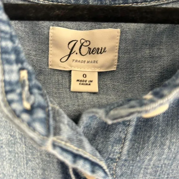 J.Crew Womens Size 0 Chambray Button Down Shirt Blue Long Sleeve Cotton‎ Denim - Image 2