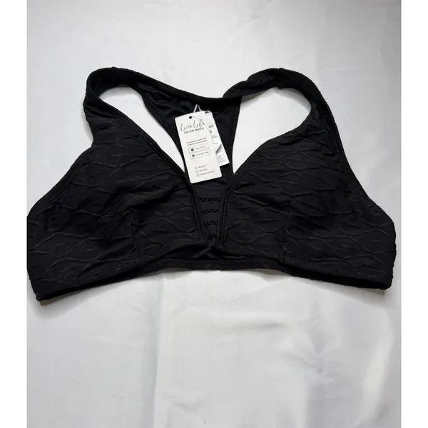Cupshe Black Textured Diamond Racerback Bikini Set Womens L - Image 9