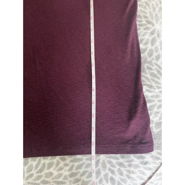Aerie Real Soft Ribbed Turtleneck Tee Small Burgundy Maroon Preppy Minimalist - Image 6