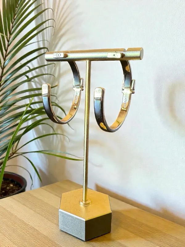 ALLSAINTS Gold Tone Buckle Hoop Earrings - McBling Baddie - Image 4