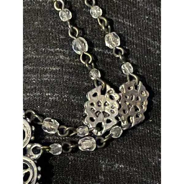 Victorian Crystal & Rhinestone Double Pendant Necklace - Image 12