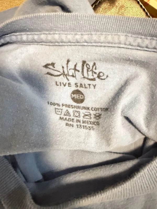 Salt Life Men’s Light Blue T Shirt Size Medium, Short Sleeve Shirt - Image 6