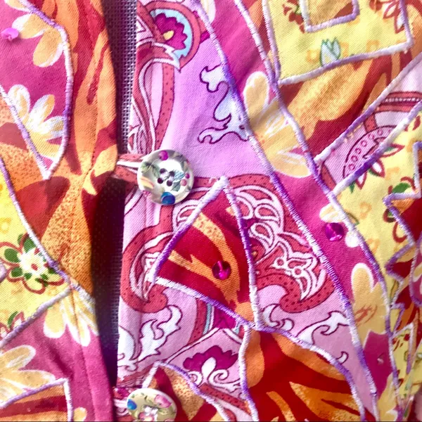 Sandy Starkman Boho Floral Jacket Pink Size L - Image 10