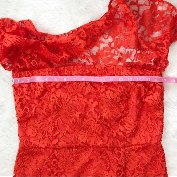 THALIA SODI Strapless Lace Cocktail Dress Medium Orange Midi Cocktail‎ Party New - Image 9