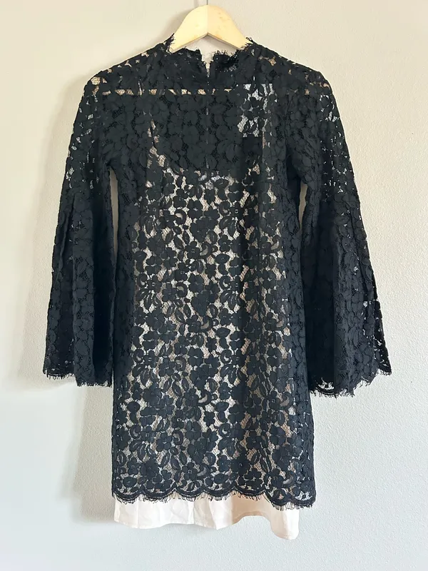 Black Long Sleeve Lace Shift Dress Endless Rose XS NWT - Image 3