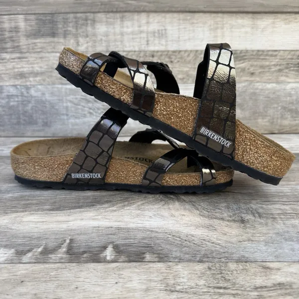 Birkenstock Mayari Microfiber Gator Gleam Copper Sandal Women Size 5 New - Image 4
