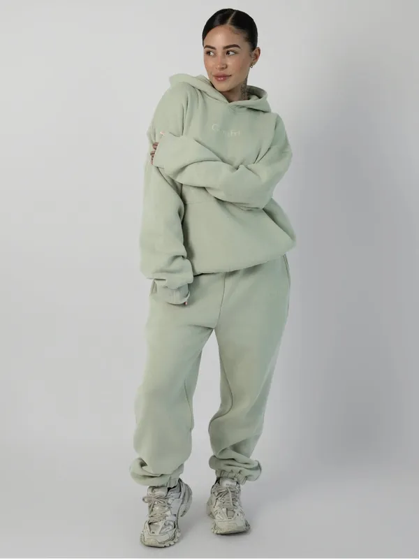 Comfrt Signature Pastel Sweatpants Size XS Green Tea Fleece Lined Light Green - Image 2