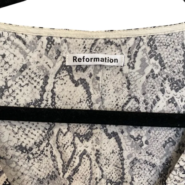 New Reformation Eliana Button Down Top In Snakeskin - Image 8