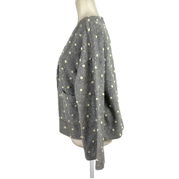 Madewell AG245 Texture & Thread Boxy Bobble Cropped Cardigan Small Polka Pom - Image 10