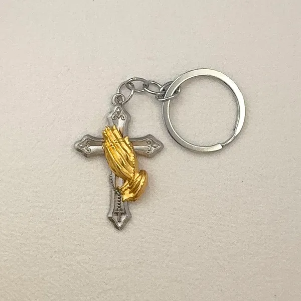 Cross Praying Hands Keychain Charm for Men Women Car Keychain Bag Charm - Image 3