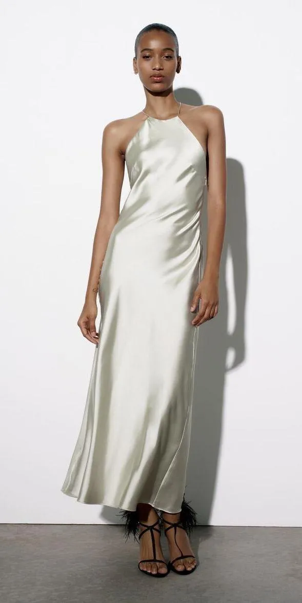 Zara midi dress satin effect slip maxi wedding party coctail - Image 8