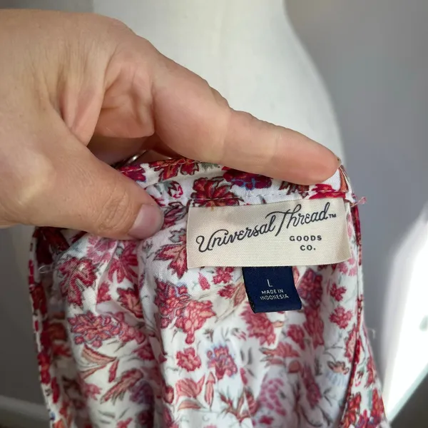 Universal Threads Red Ditzy Boho Peasant‎ Floral Blouse Sz Large - Image 6