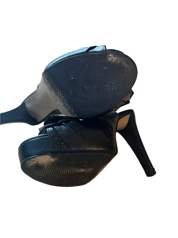 Via Uno Black Peep Toe Heels Women's Shoes - Image 7