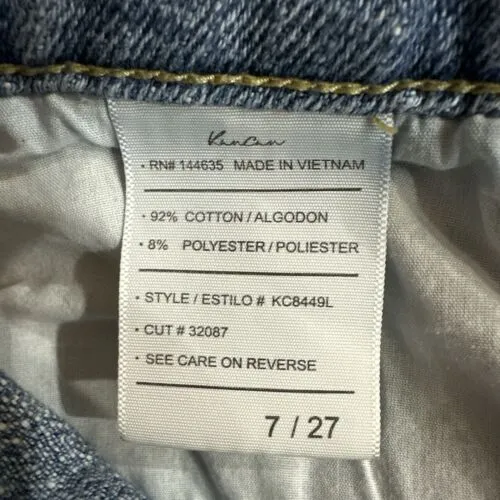 KanCan Jeans Women Size 7/27 Blue Light Wash High‎ Rise Straight Stretch Raw Hem - Image 7