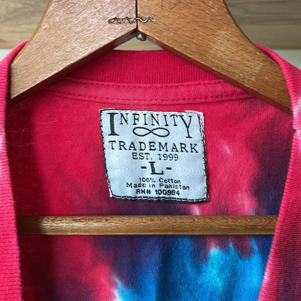 Vintage Oversized Tie Dye 100% Heavyweight Cotton Camp Tee Shirt Size Large - Image 4
